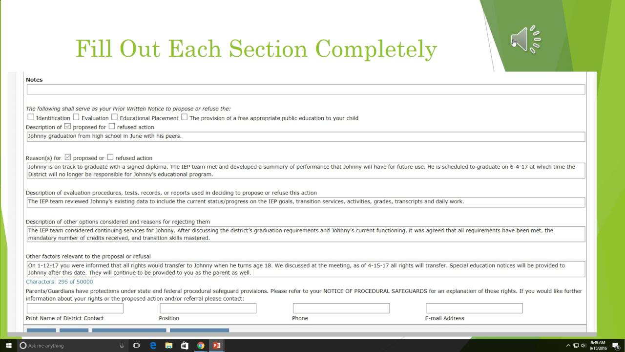 Prior Written Notice- Embedded within IEP document