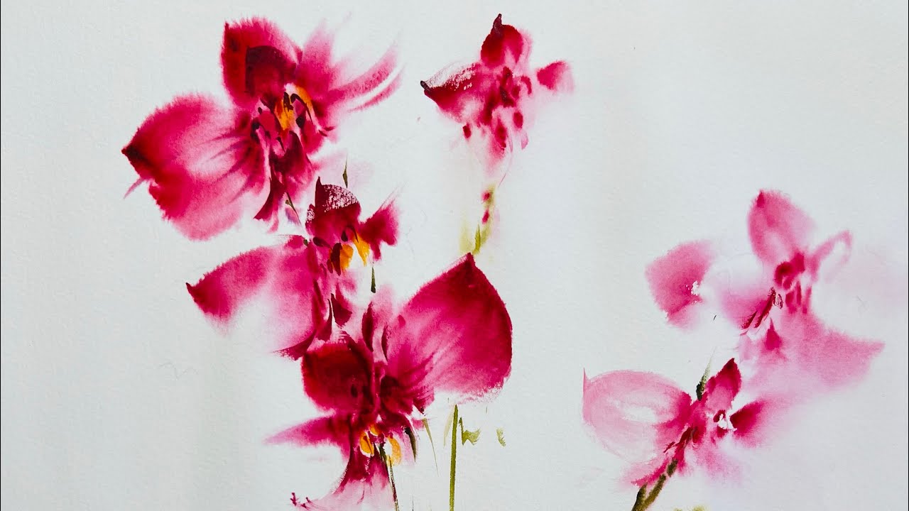 How to paint watercolor Orchid Flower.