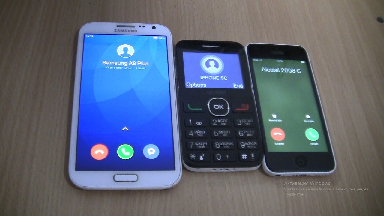 Incoming call & Outgoing call at the Same Time Alcatel+ Samsung Galaxy Note 2 miui+Iphone 5c 16GB
