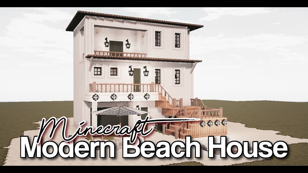 [Minecraft, ASMR] Modern Beach House - speed build - cocricot