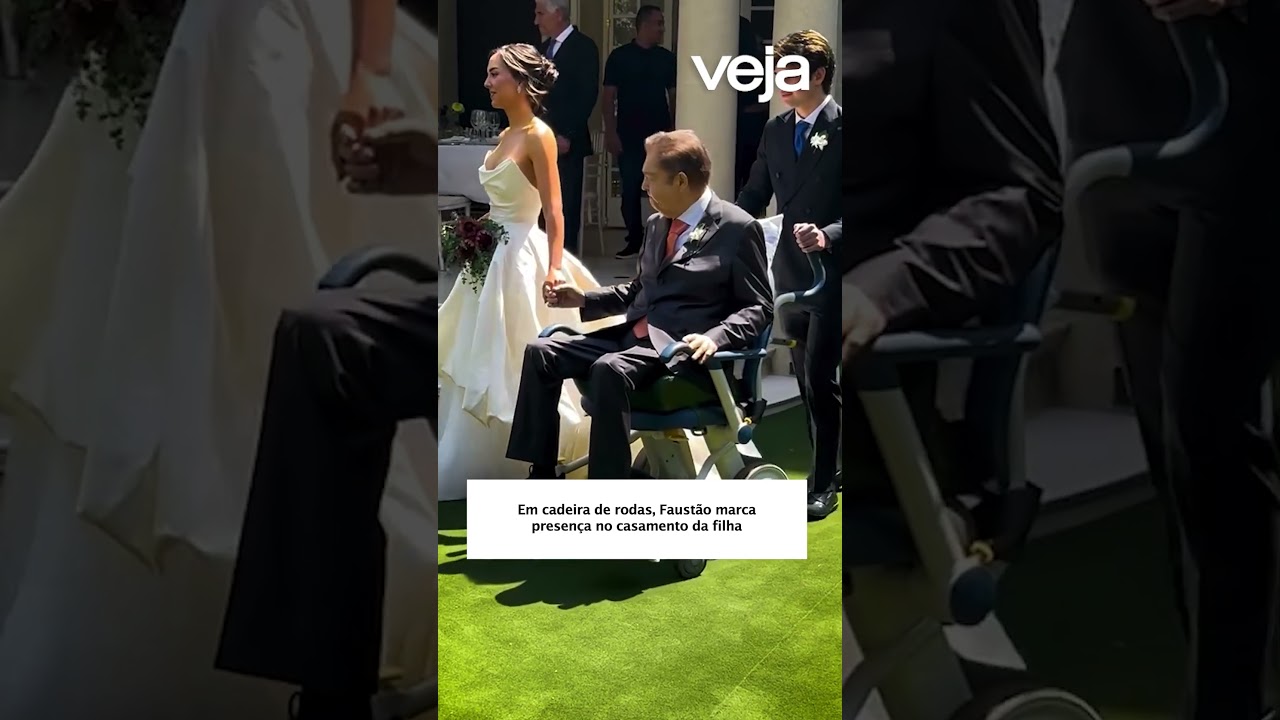 Em cadeira de rodas, Faust&atilde;o marca presen&ccedil;a no casamento da filha