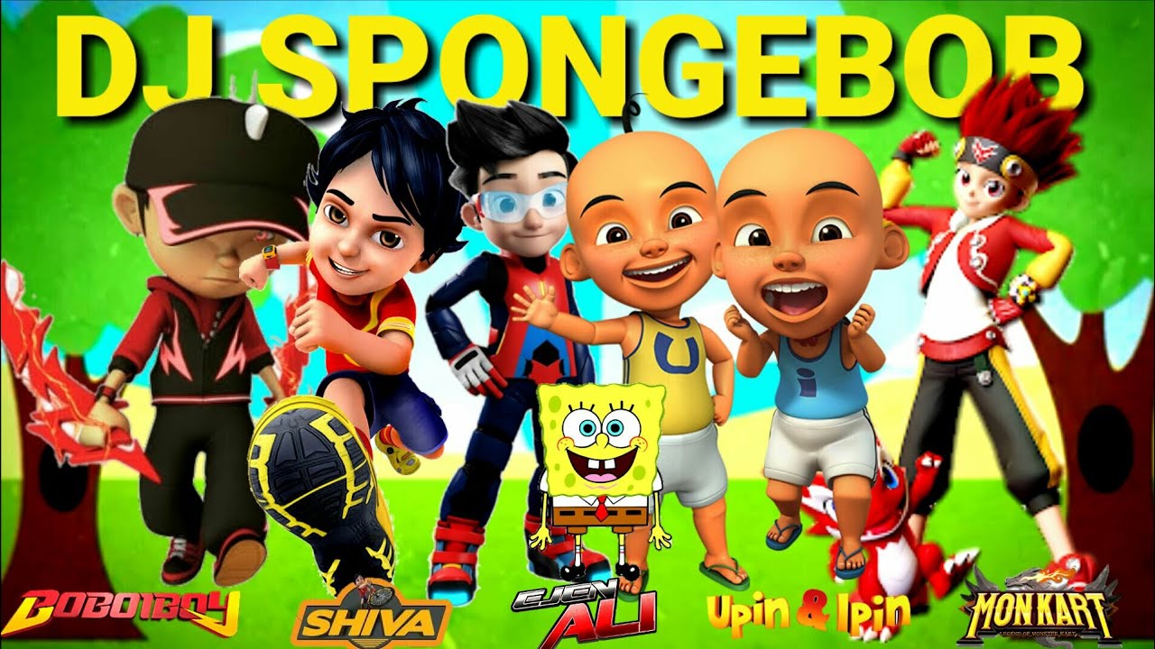 🎤 Dj Spongebob | Versi Boboiboy, Shiva Antv, Ejen Ali, Upin & Ipin, Monkart | Parody