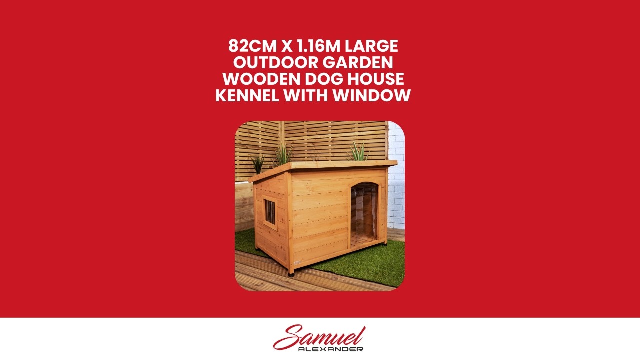 82cm x 1.16m Large Outdoor Garden Wooden Dog House Kennel with Window