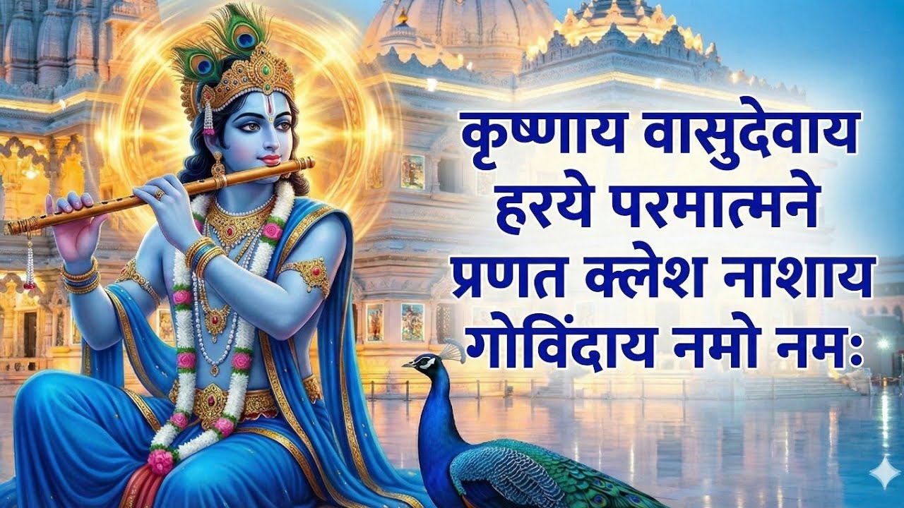 KRISHNA MANTRA - Krishnaya Vasudevaya Haraye Paramatmane 121 Times | Bhakti🌺 Song | Krishna Bhajan🪷