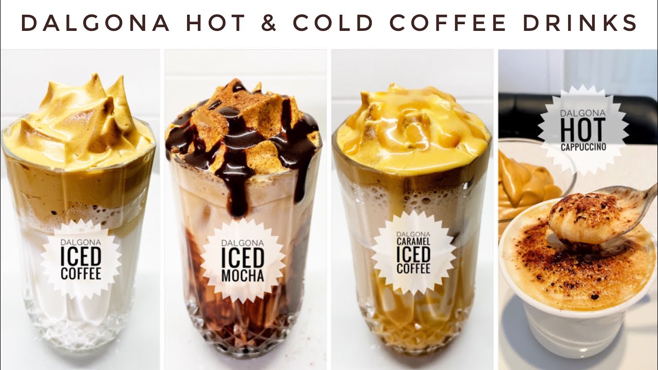 DALGONA Hot & Cold Coffee Drinks | Whipped Coffee 4 Ways | Trending Lockdown Frothy Coffee Recipe