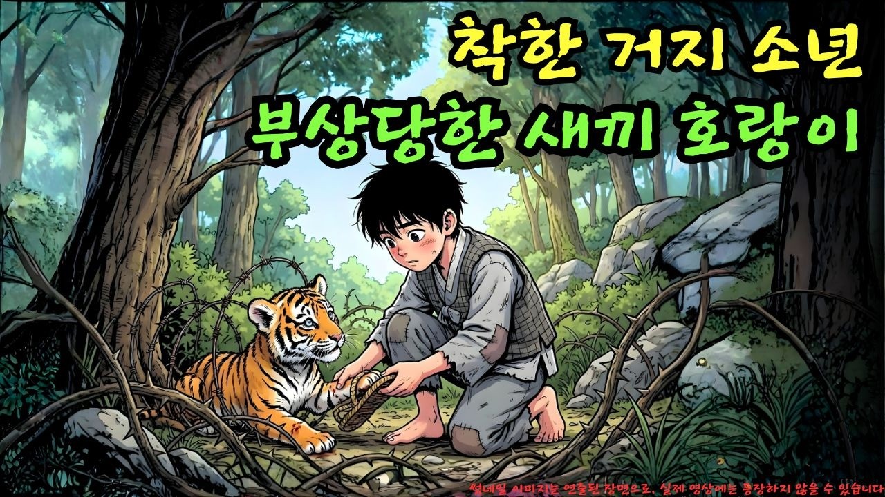 👉 열 살 거지 소년, 가시 숲에서 다친 새끼 호랑이에게 마지막 짚신을 내주다… 이 행동은 위험하지 않을까, 그리고 운명을 바꿀까? | 야담 |옛날이야기 |민담 |전설 | 설화