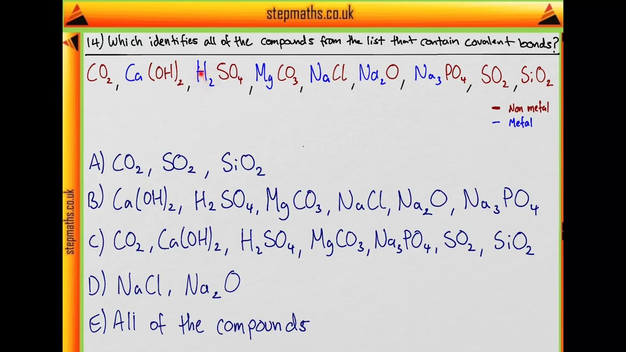 BMAT 2011 Section 2 - Q14 Chem - Covalent Bonds - Worked Solution