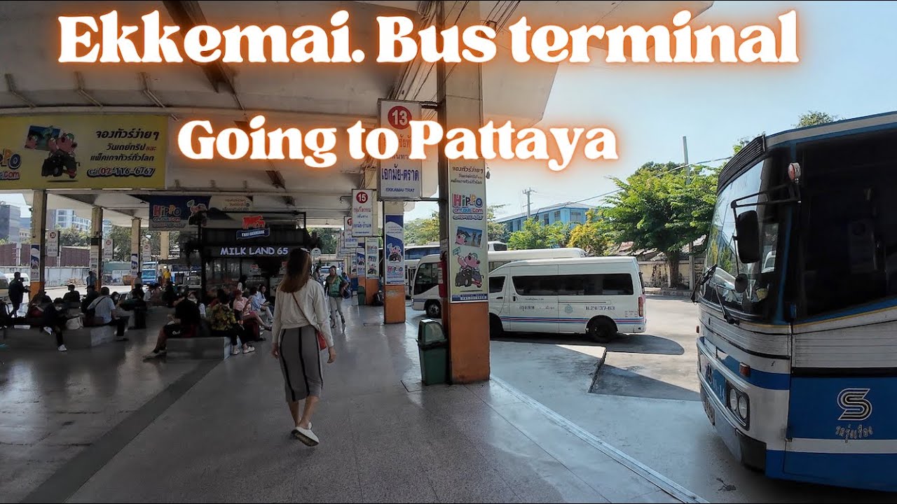 Ekkamai bus terminal in Bangkok. Easy and cheap way to go to Pattaya. 131 Baht