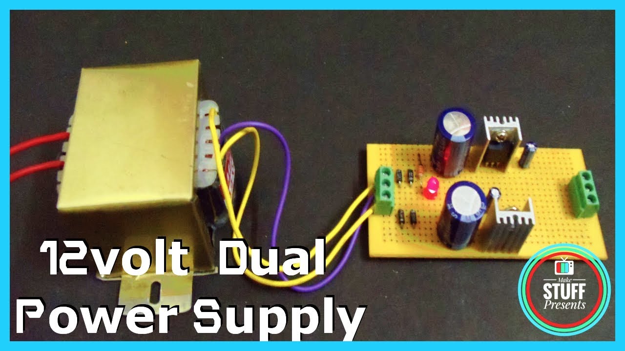 +12/-12 volt transformer based Dual  Voltage Power Supply using 7812 & 7912
