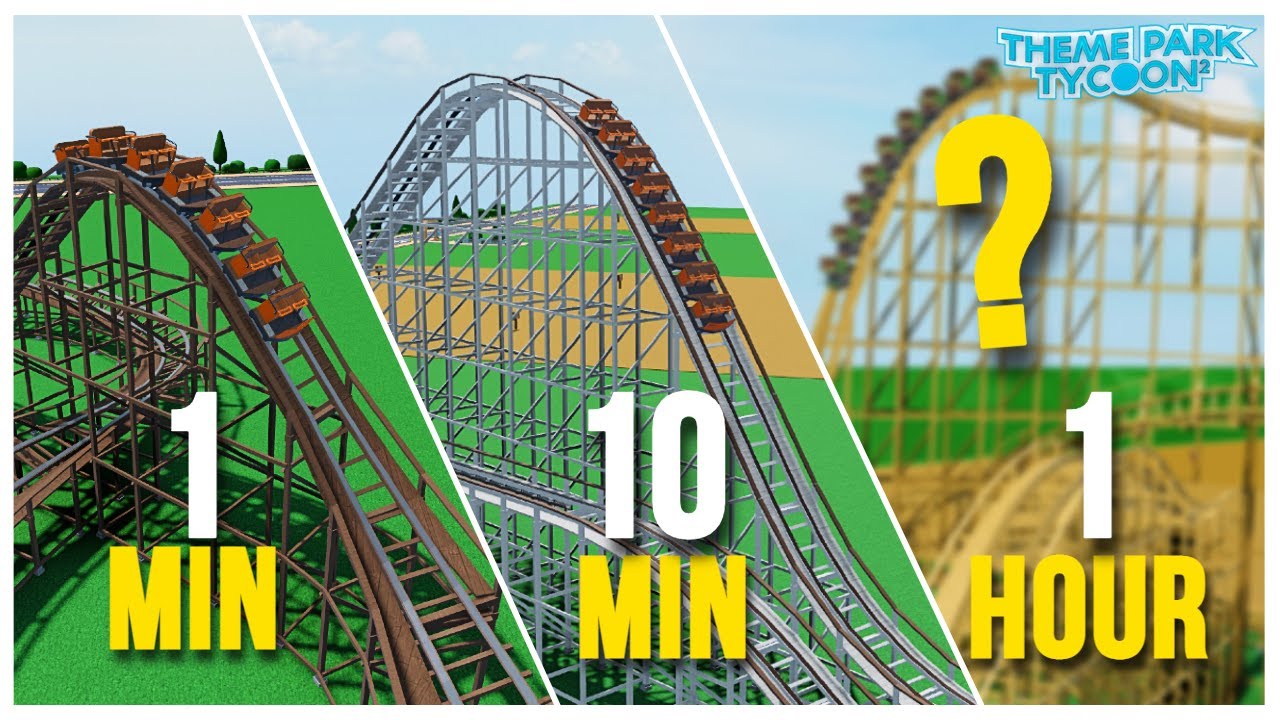 Building The WOODEN COASTER in 1 MINUTE, 10 MINUTES and 1 HOUR!