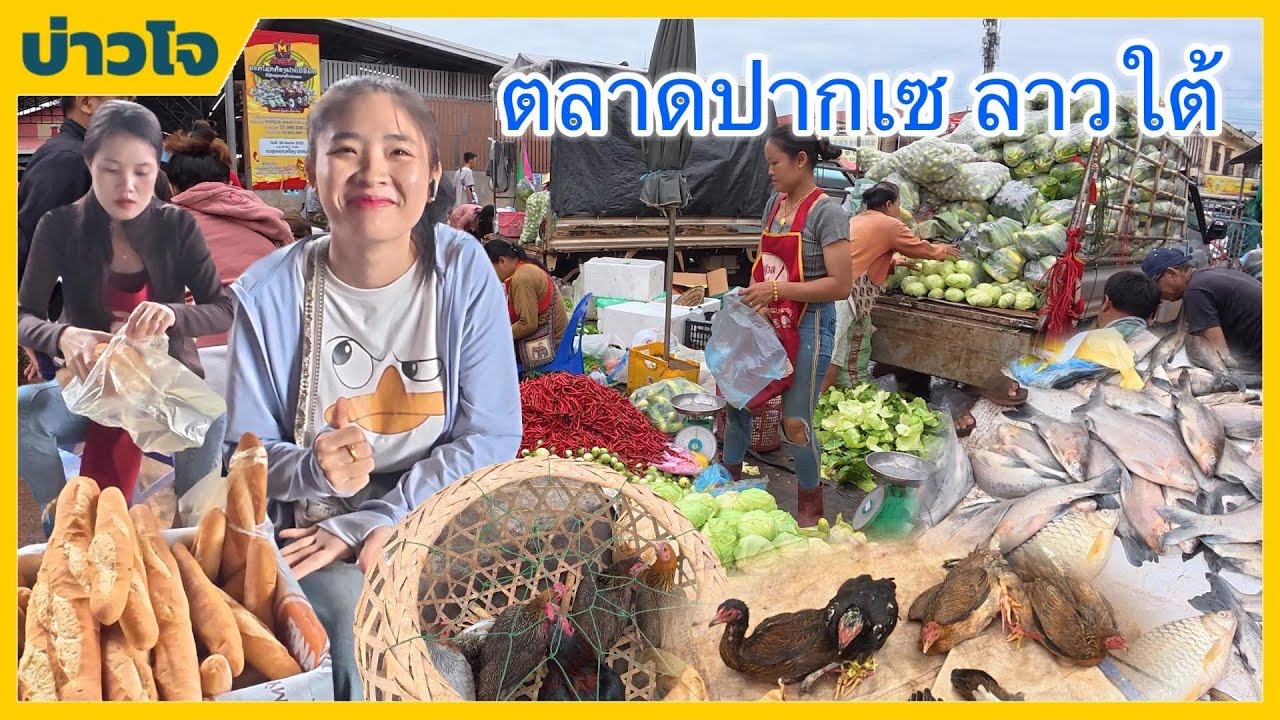 ตลาดเช้าเมืองปากเซ แขวงจำปาสัก สปป.ลาวใต้ #เที่ยวลาว #ลาวใต้ #ปากเซ #สาวลาว #travel 