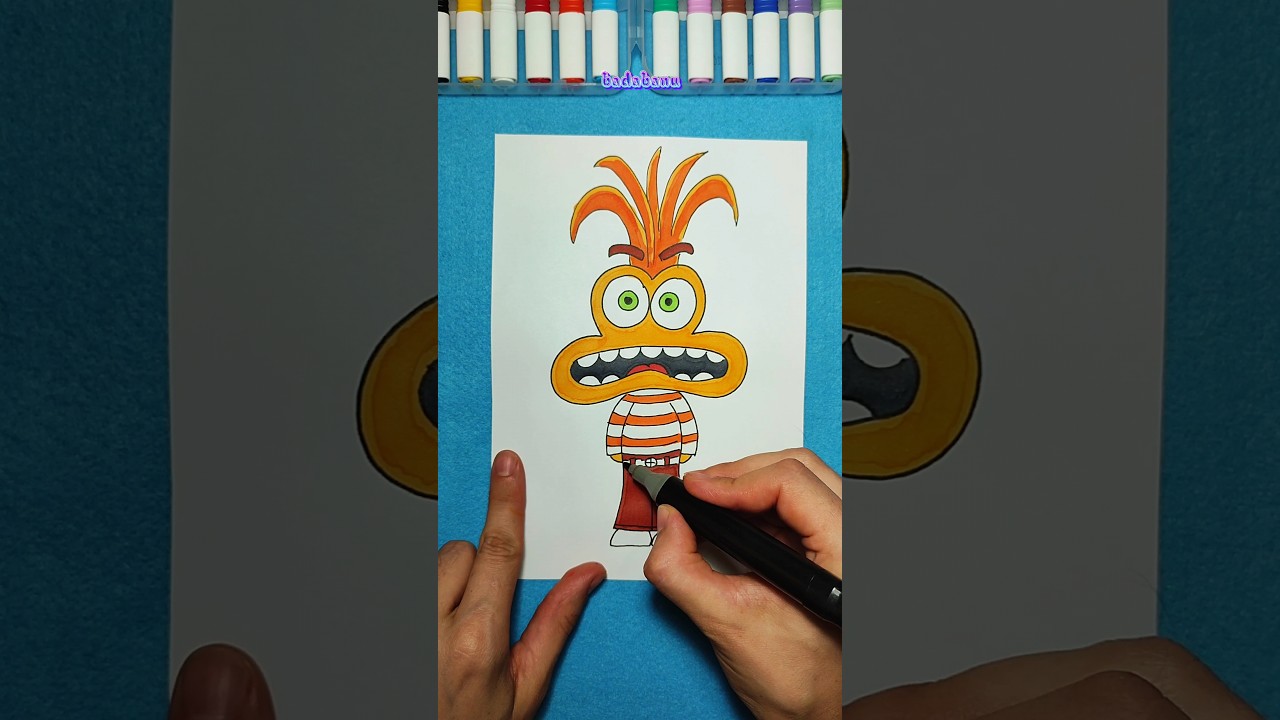 How to draw Anxiety 🥹😬🙄 from Inside out #movie #drawing #tutorial #funny #cartoon #disney #character