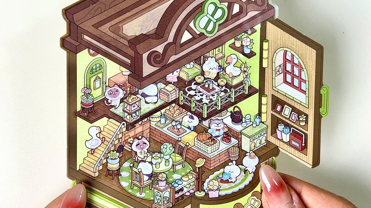[ASMR] DIY a Magic House In The Cabinet With 3D Scene Stickers 🏠😽