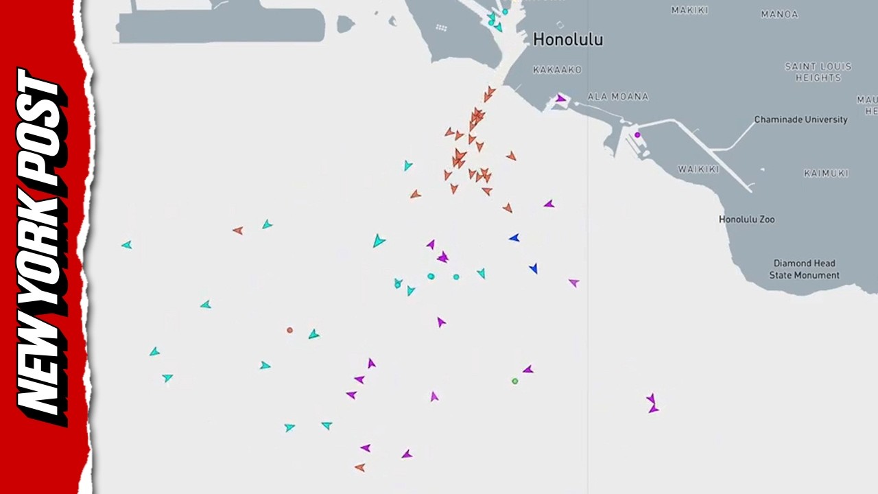Animation shows boats flee Honolulu as tsunami warning causes gridlock
