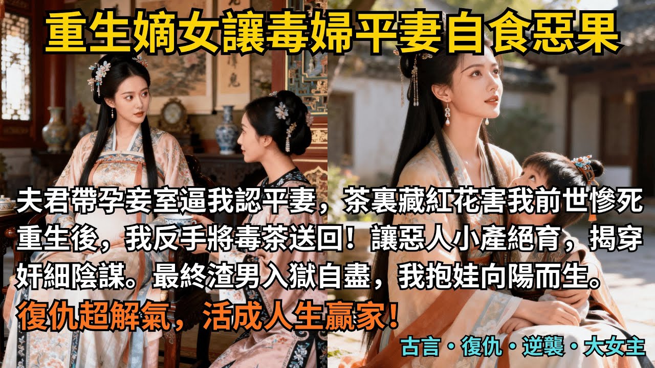 【古言復仇】完結爽文，夫君帶孕妾室逼我認平妻，茶裏藏紅花害我前世慘死。重生後，我反手將毒茶送回！讓惡人小產絕育，揭穿奸細陰謀。最終渣男入獄自盡，我抱娃向陽而生。#完結 #小說 #古言小說 #復仇