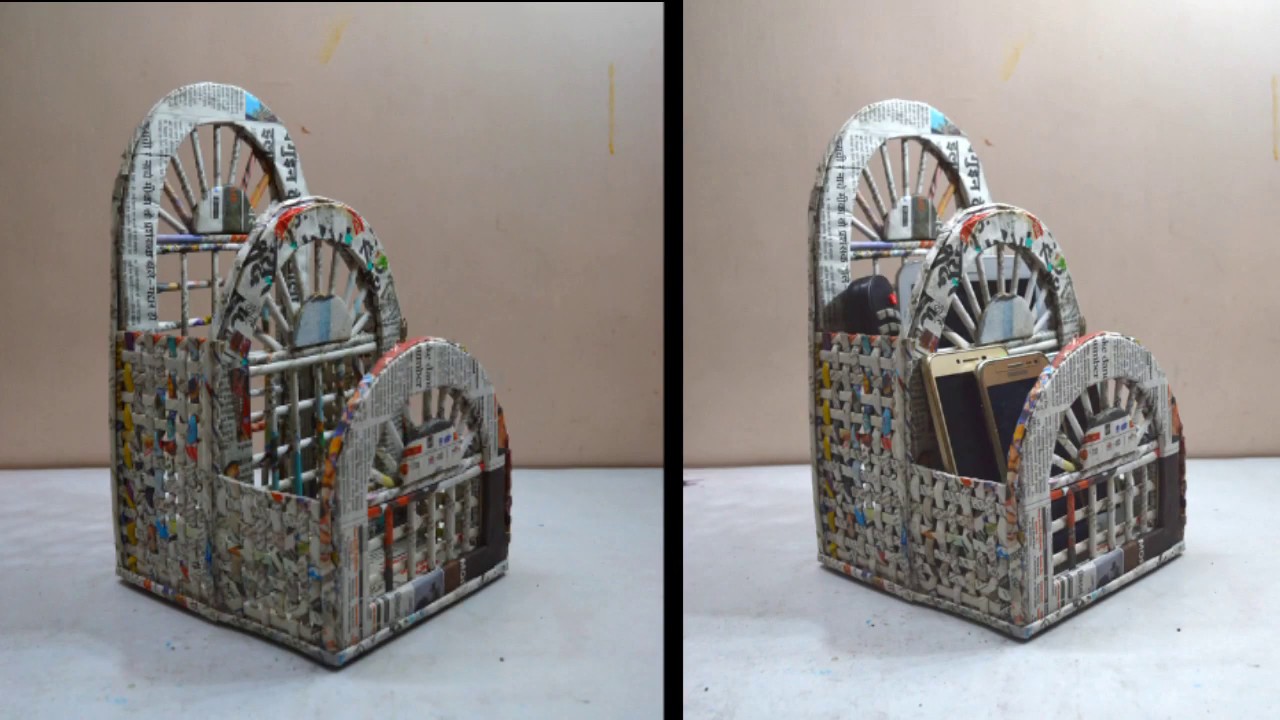 Newspaper Craft | Best Out Of Waste Newspaper | Mobile Holder