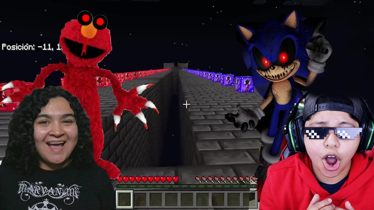 ELMO.EXE VS SONIC.EXE CON @PathoFail en CARRERA DE LUCKYBLOCKS  MINECRAFT 🔵🔴 || #minecraft