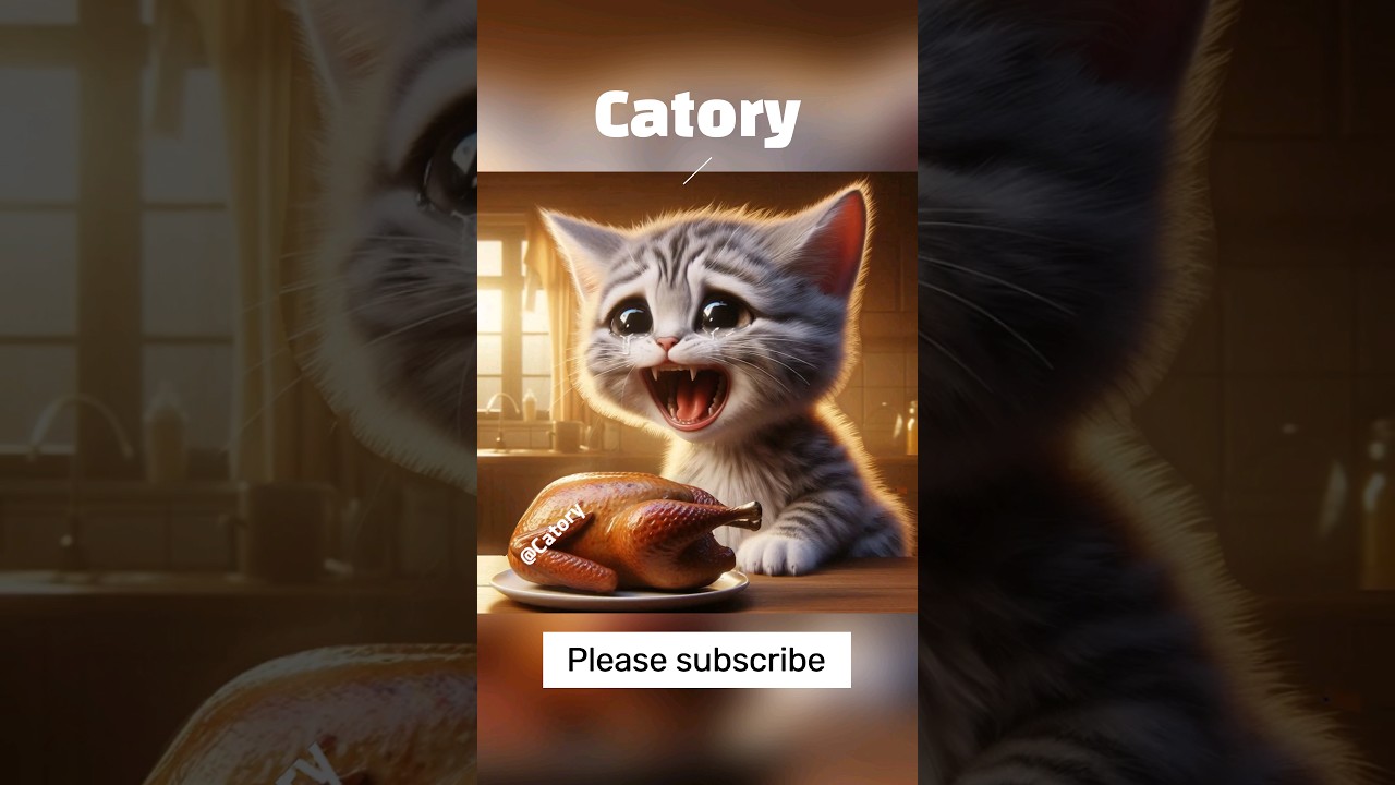 Cute kitten and chick friends😻 #cartoon #catcute #cat #funny