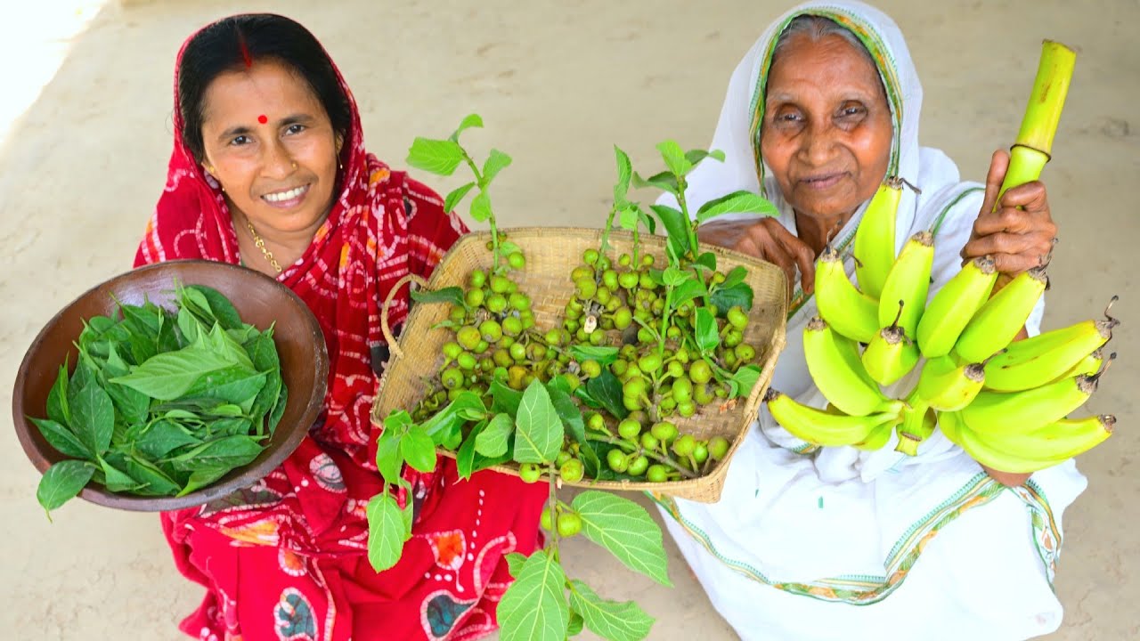 ডুমুর কাঁচা কলা আলু দিয়ে গাদালি পাতার স্বাস্থকর রান্না | Summer season healthy reicpes | villfood