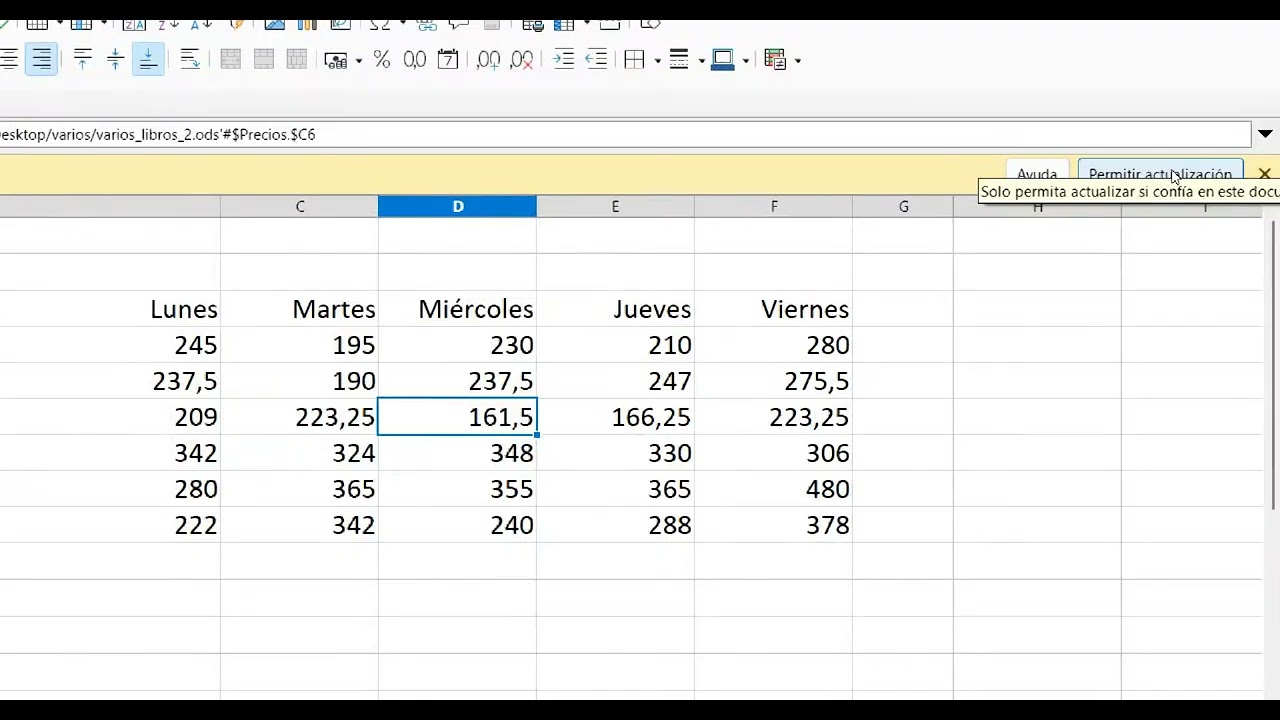 Trabajar con varios libros de trabajo en Libre Office Calc.