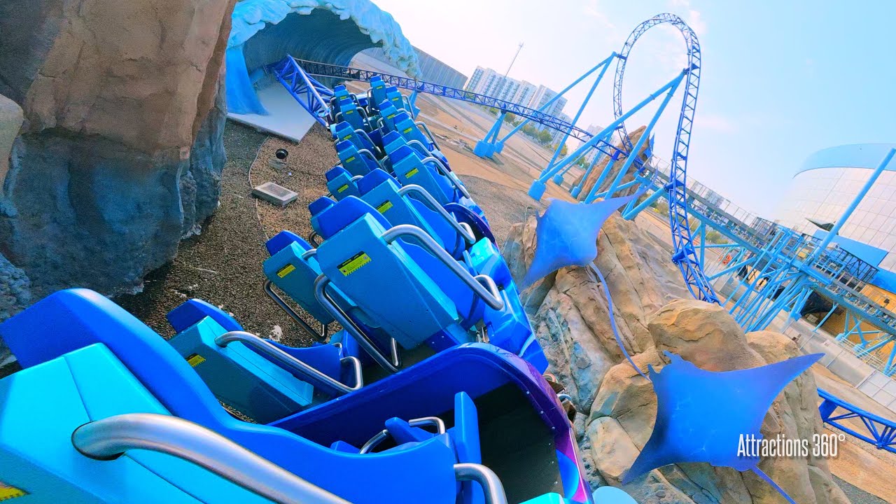 Best Manta Coaster in the World? 3-Launch Version! Front & Back POV - SeaWorld Yas Island 2026