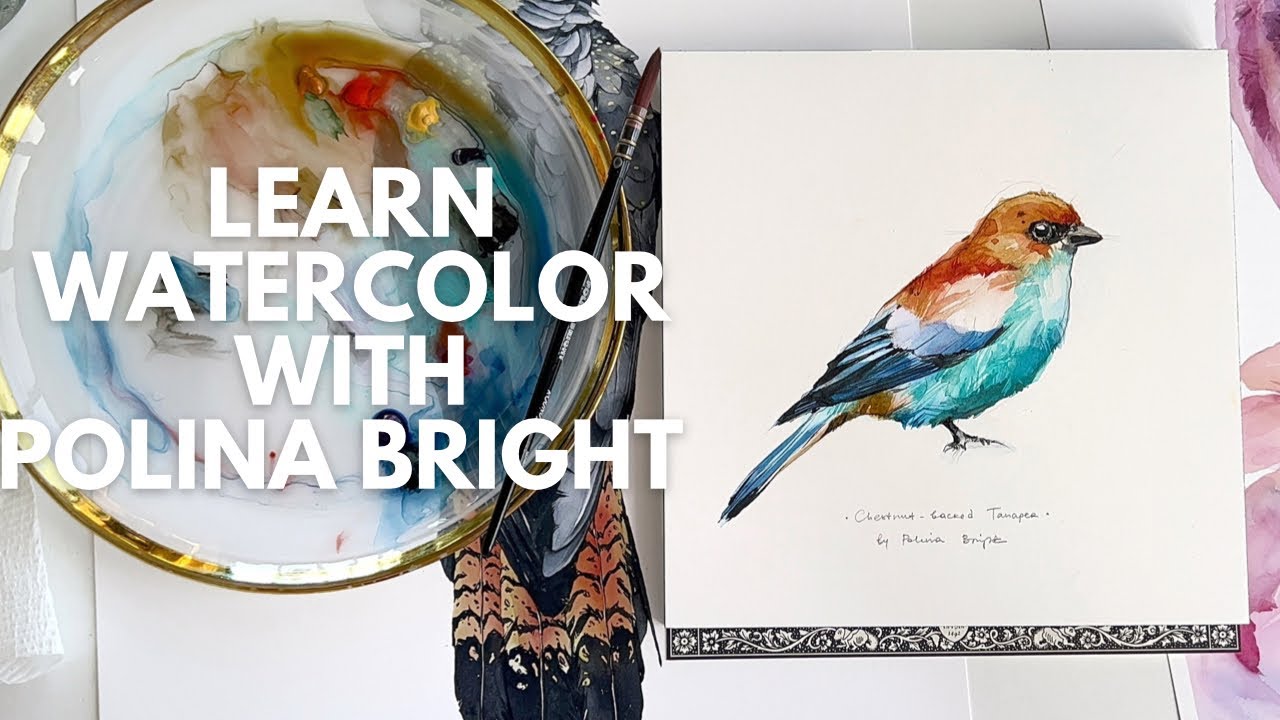 Watercolour painting of a bird. Demonstration