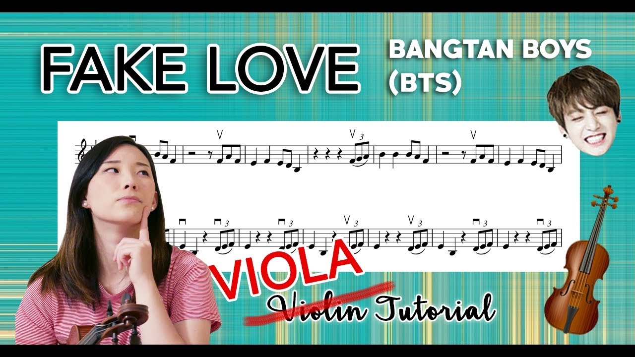 "Fake Love" - BTS (방탄소년단) EASY VIOLA TUTORIAL (w/Sheet Music)