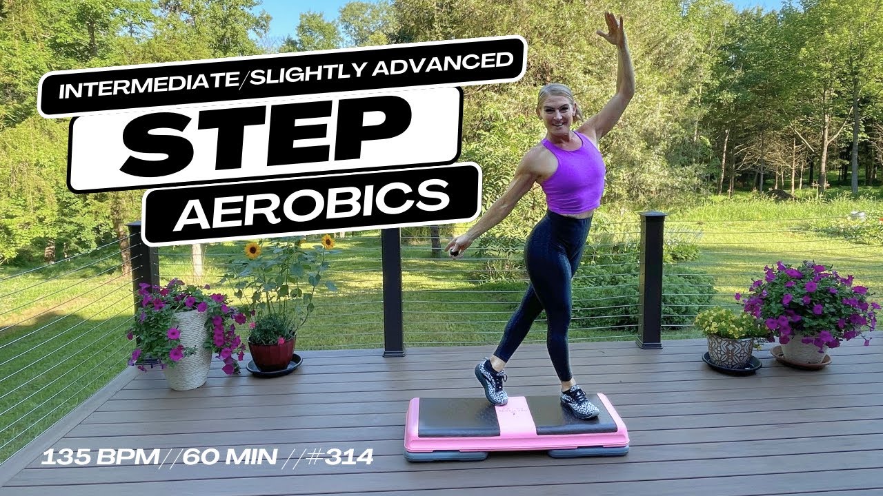 INTERMEDIATE to SLIGHTLY ADVANCED STEP AEROBICS CARDIO WORKOUT #314