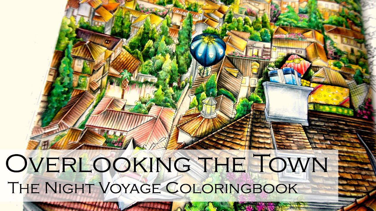 Overlooking The Town | Adult Coloring Book: The Night Voyage by Daira Song