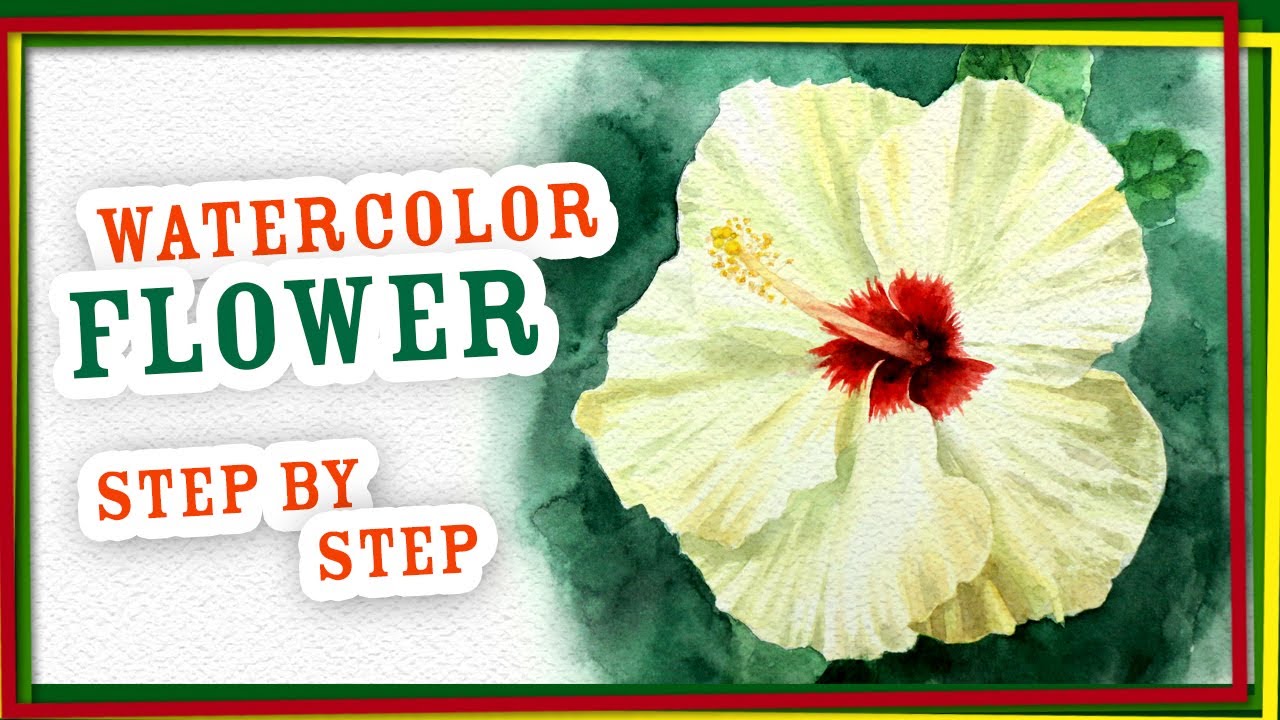 WATERCOLOR HIBISCUS PAINTING EASY TUTORIAL | How to paint a white flower | Using Daniel Smith