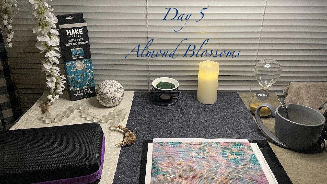 Day 5 - Almond Blossoms by Vincent Van Gogh - Diamond Painting Series - Handicraft