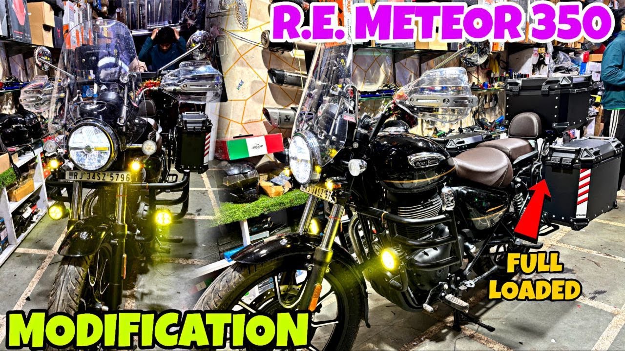 Royal Enfield METEOR 350 ki puri Loaded Modification Done | Full Touring Ready | Pannier & TopBox |