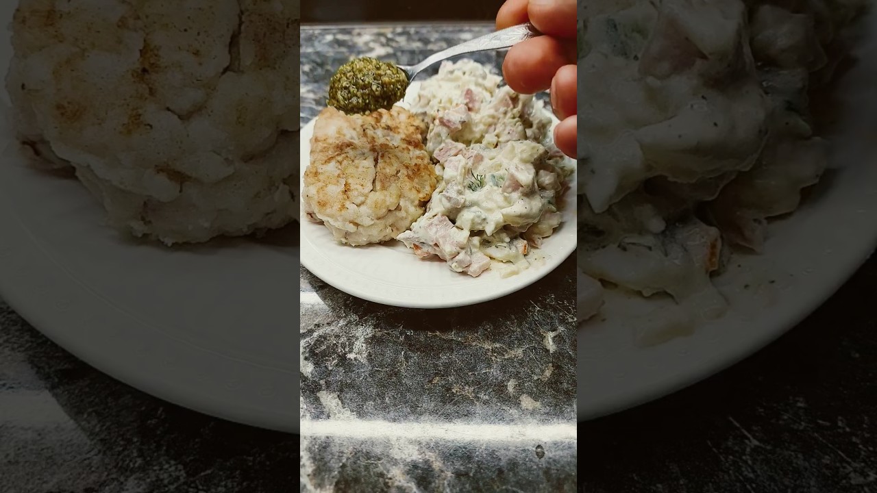 2 сентября 2025 г. #food #foodlover котлетка с оливье.