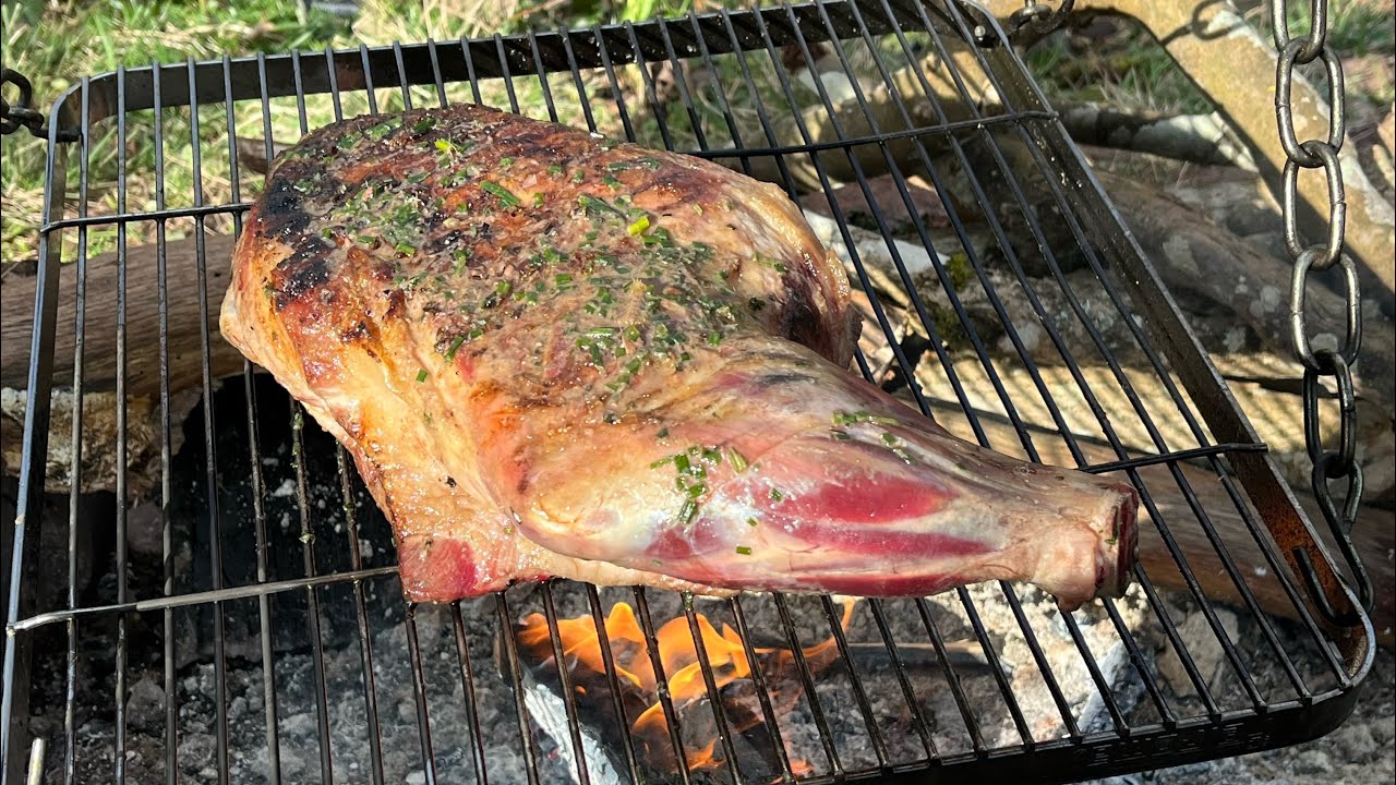 Lamb Shoulder Asador, in the woods!