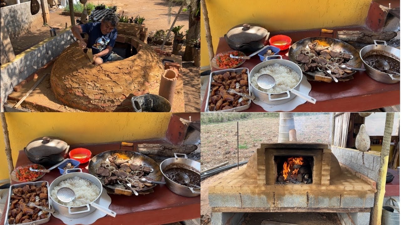 FIZEMOS UM FORNO DO JEITO ANTIGO, TIJOLO E BARRO NA CASINHA NO PÉ DA SERRA.