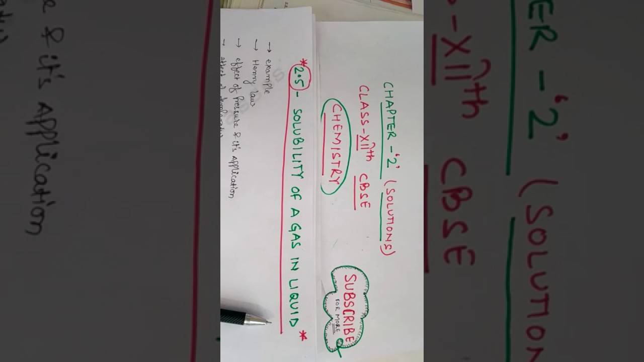 SOLUBILITY of gas in liquid- SOLUTIONS class 12(part-5)