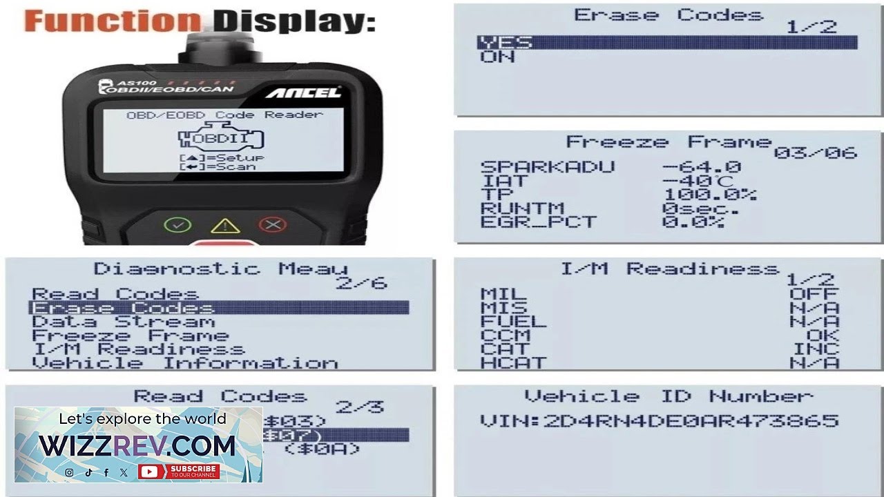 Ancel AS100 OBD2 Scanner Car Diagnostic Tool Erase Engine Fault OBD2 Code Review