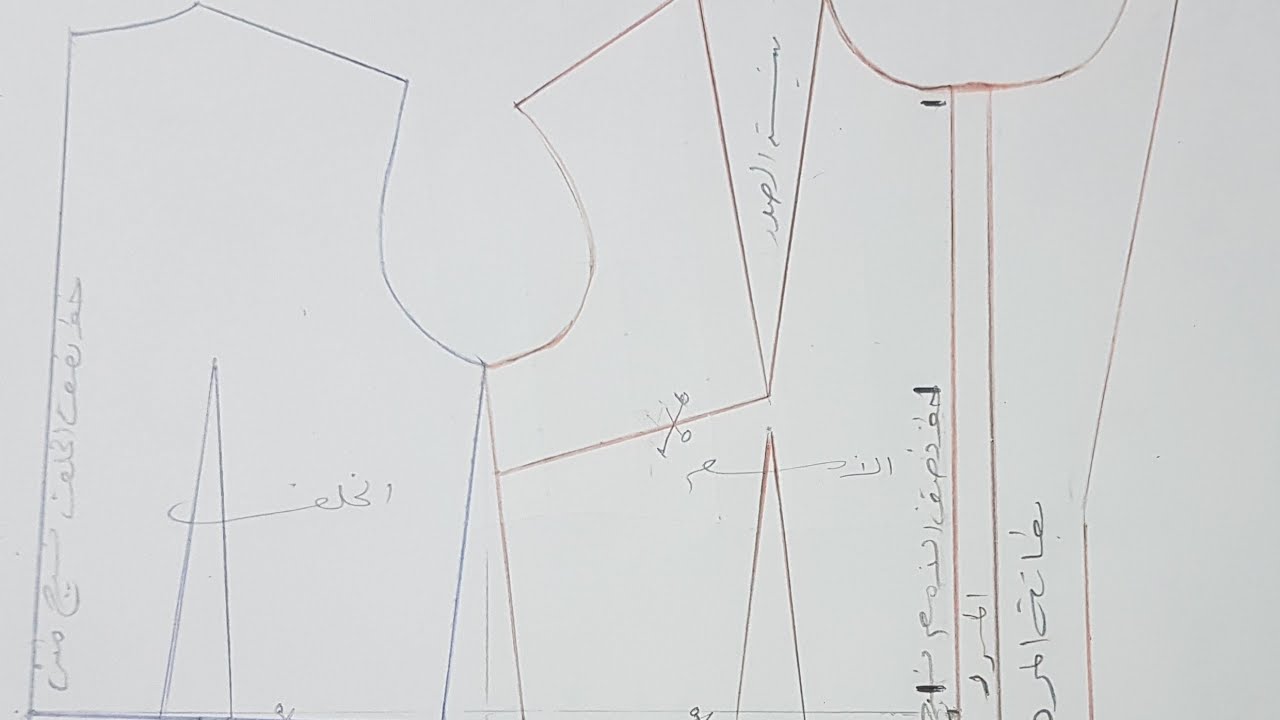 رسم البلوزه مع الريفير والكول اسبور + التعشيق لطلبلة الصف الثالث الفني تخصص ملابس جاهزه