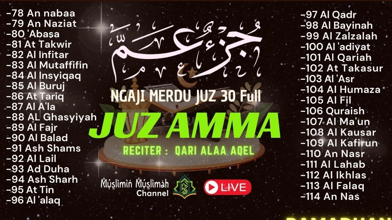 🔴NGAJI MERDU AL-QUR'AN JUZ 30 [JUZ AMMA] BY QORI ALAA AQEL PEMBUKA PINTU REJEKI PENGANTAR TIDUR  275