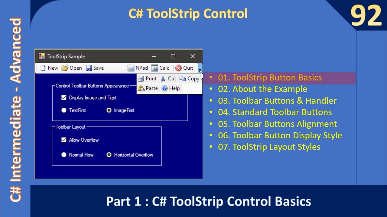 C# ToolStrip Control | Part 1 - Introduction | C# Advanced #92