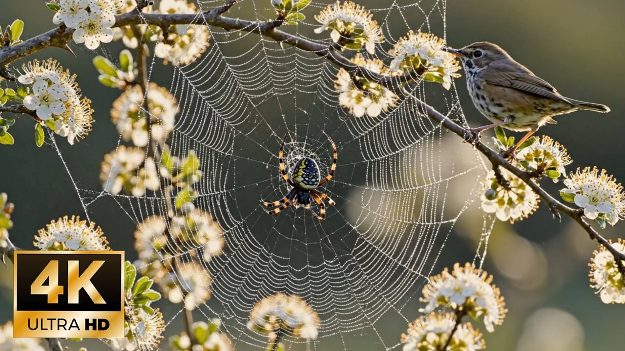The Spider and the Bird   Garden Wildlife 4K ULTRA HD