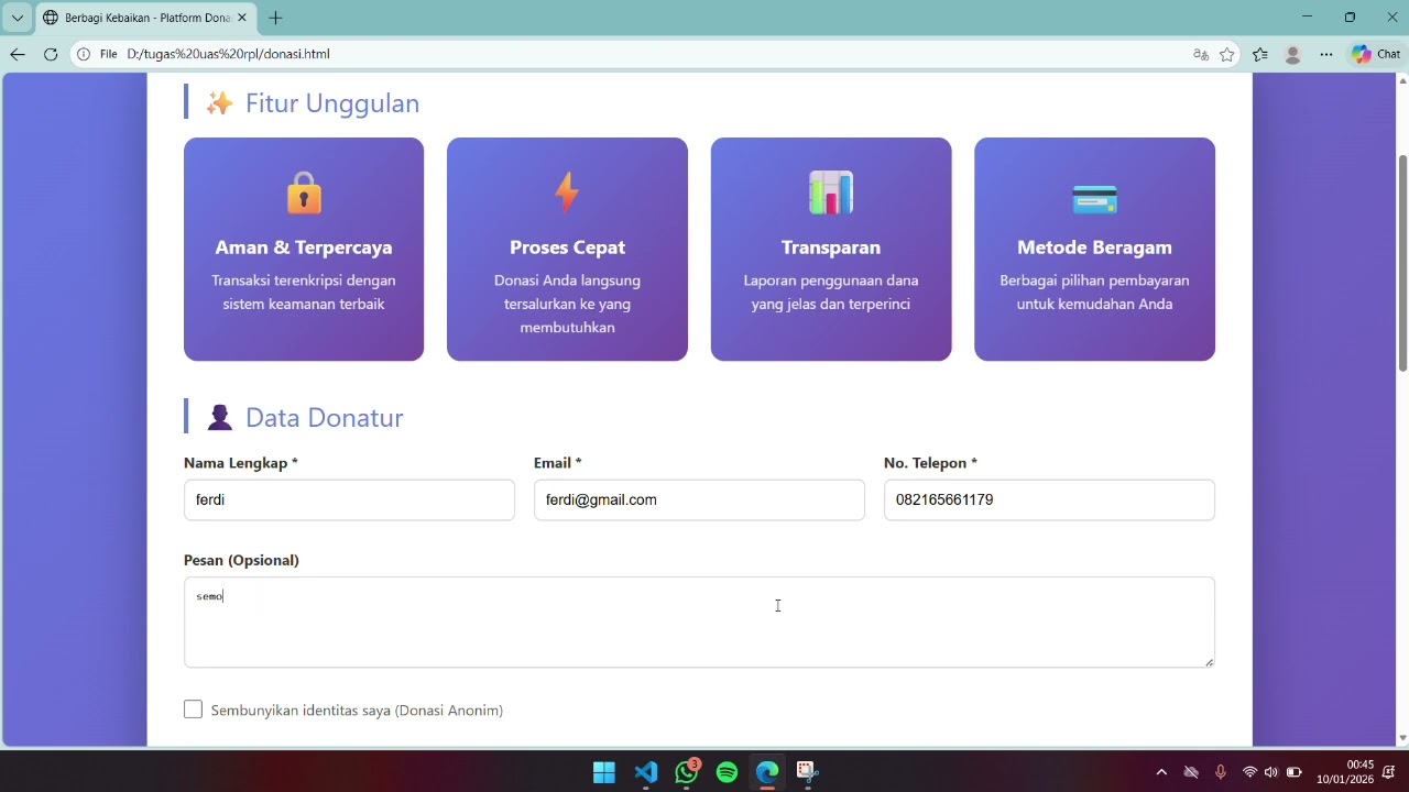 Judul Materi : Pembuatan Aplikasi Sistem Informasi Manajemen Donasi Berbasis Web 