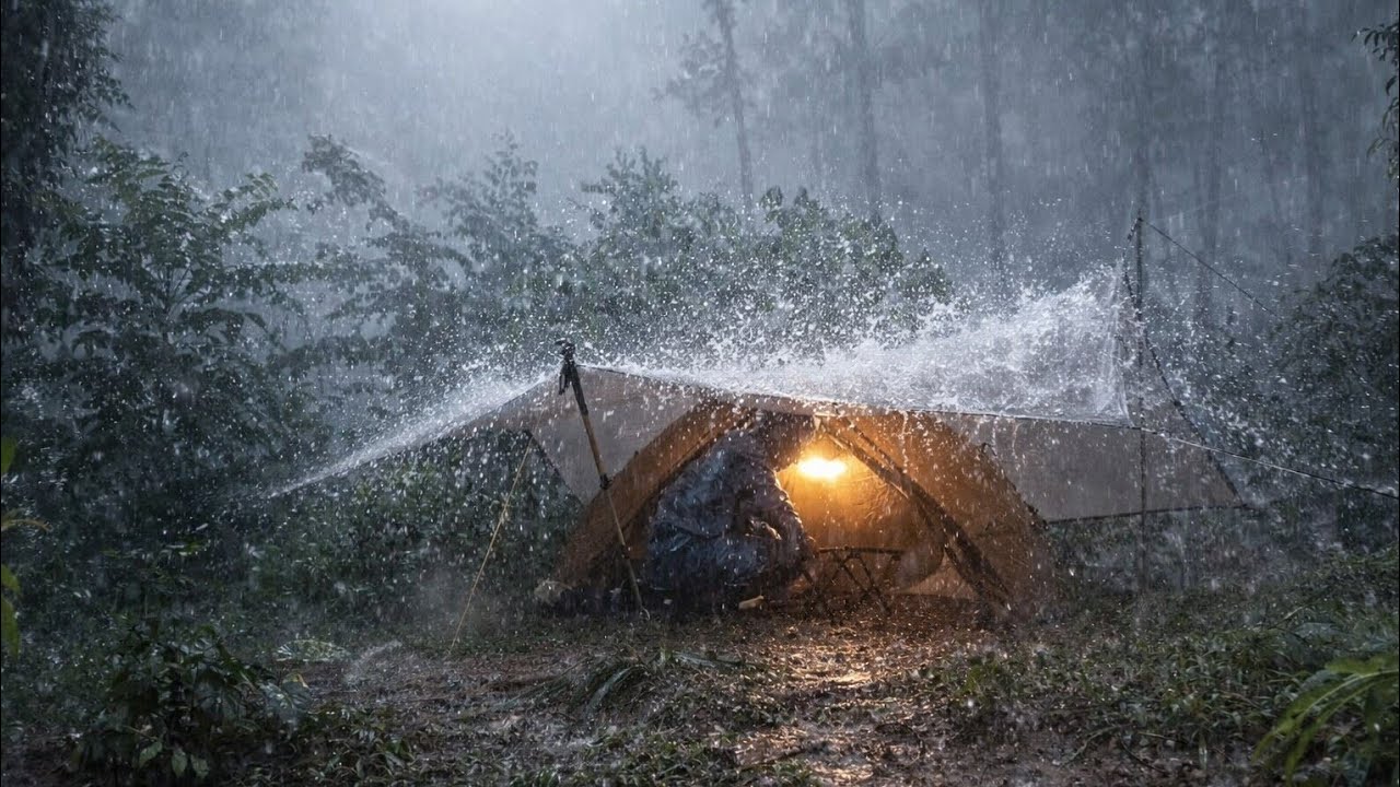 THE WORST EXPERIENCE OF BEING HIT BY A BAD WEATHER‼️ ⛈️ CAMPING IN VERYHEAVY RAIN AND THUNDER STORM.