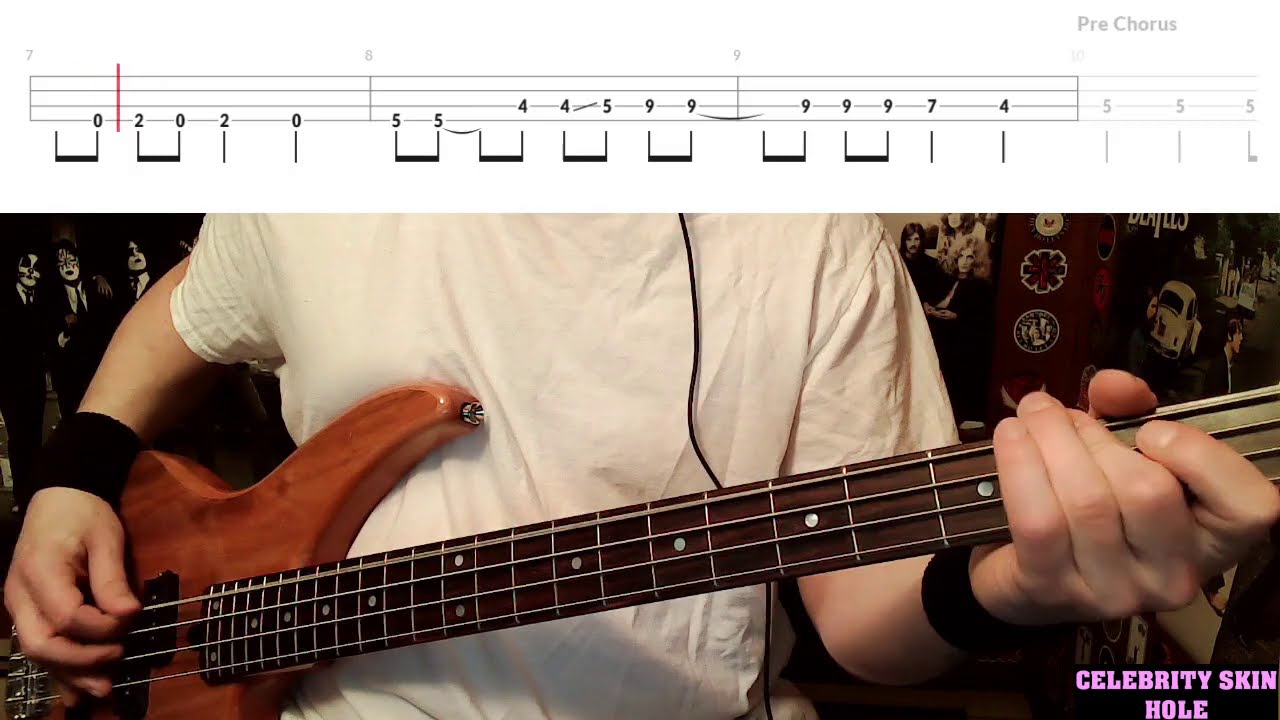 Celebrity Skin by Hole - Bass Cover with Tabs Play-Along