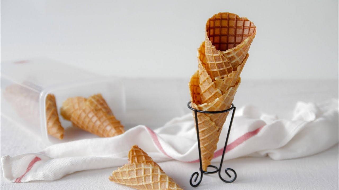 自制香脆冰淇淋华夫甜筒 | Homemade ice cream waffle cones