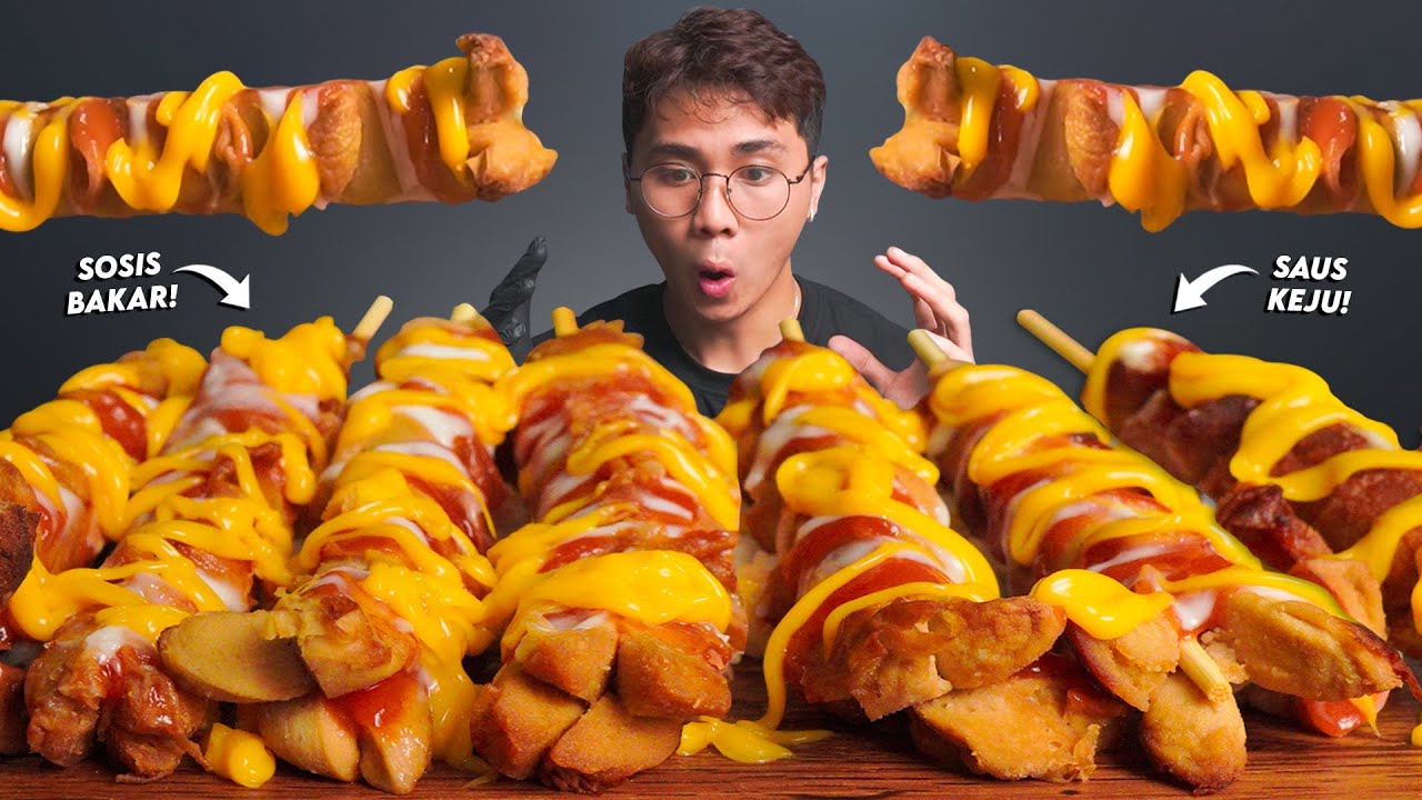 NAGIH WOY!! MUKBANG SOSIS BAKAR AYAM DAN SAPI PAKE SAUS KEJU, SAMBAL, MAYO!!🥵