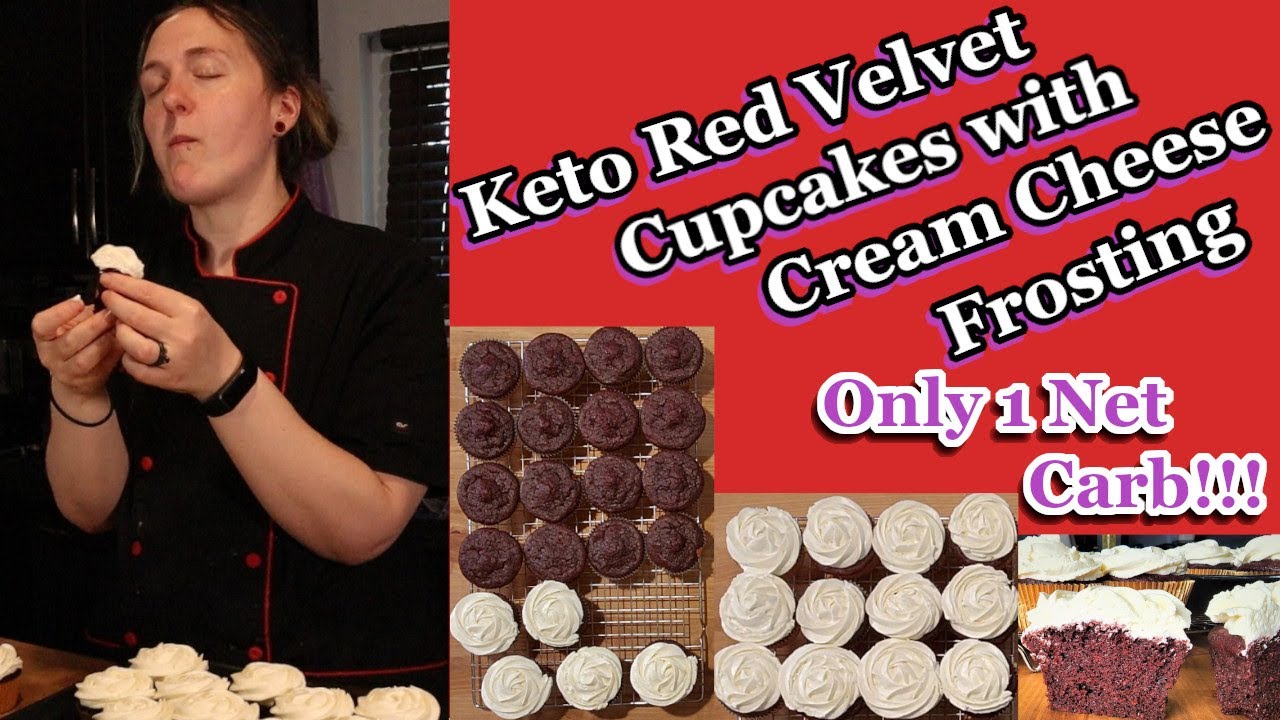 Keto/Low Carb Natural Red Velvet Cupcake Recipe with Keto Cream Cheese Frosting
