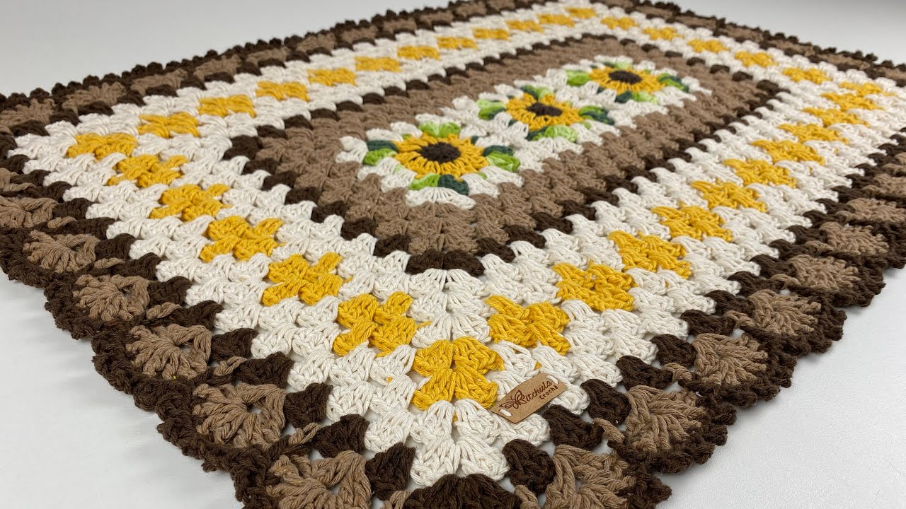 TAPETE RETANGULAR GIRASSOL RASTEIRO passo a passo ​⁠​⁠@PitchulaCroche #crocheting #crocheting