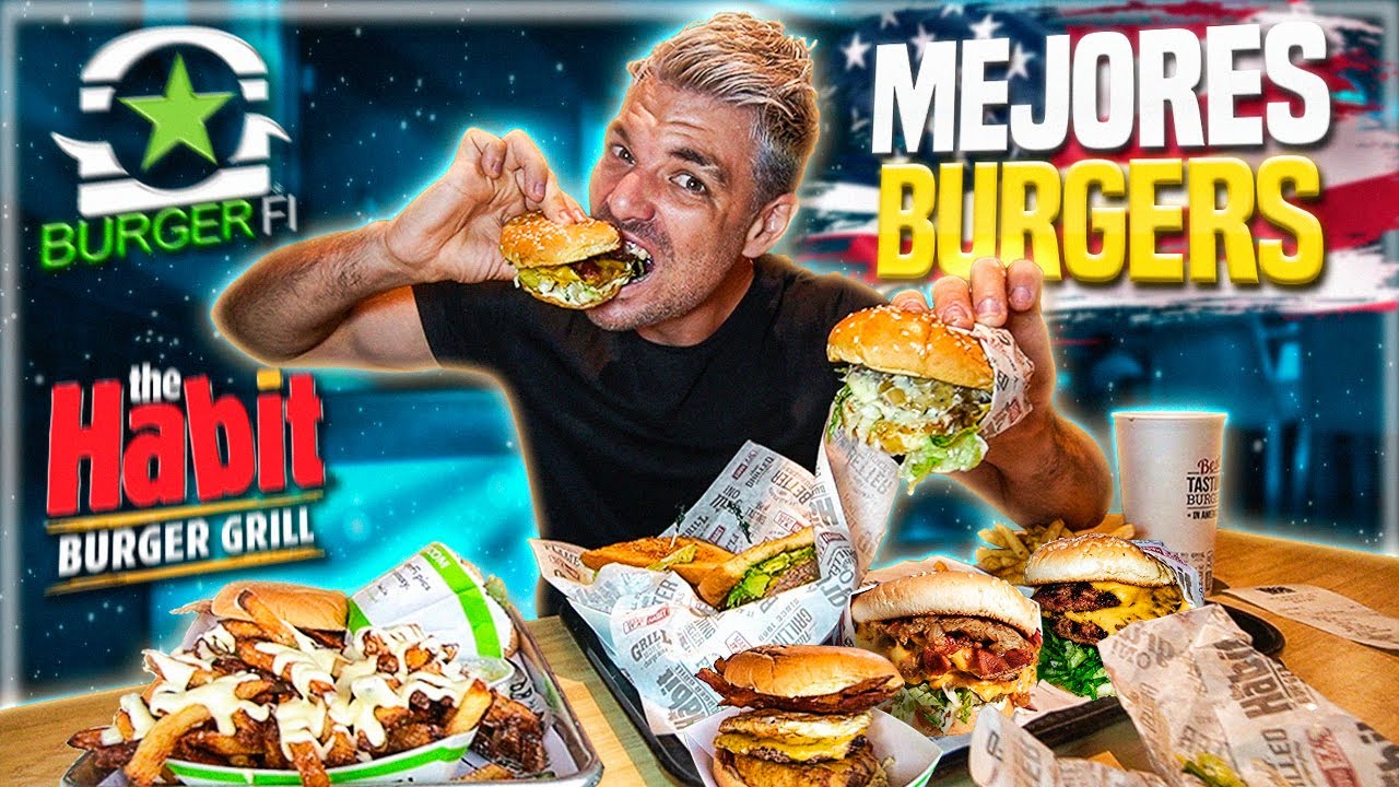 Así es la COMIDA RÁPIDA de FRANQUICIAS en EEUU🍔*TODAS las HAMBURGUESAS de BURGER FI & HABIT BURGER*