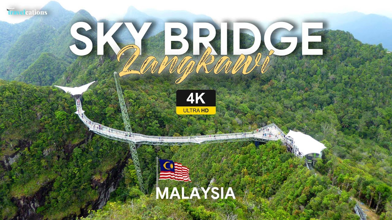 Langkawi Sky Bridge and Cable Car in Malaysia: Breathtaking view by Drone in 4k Ultra HD
